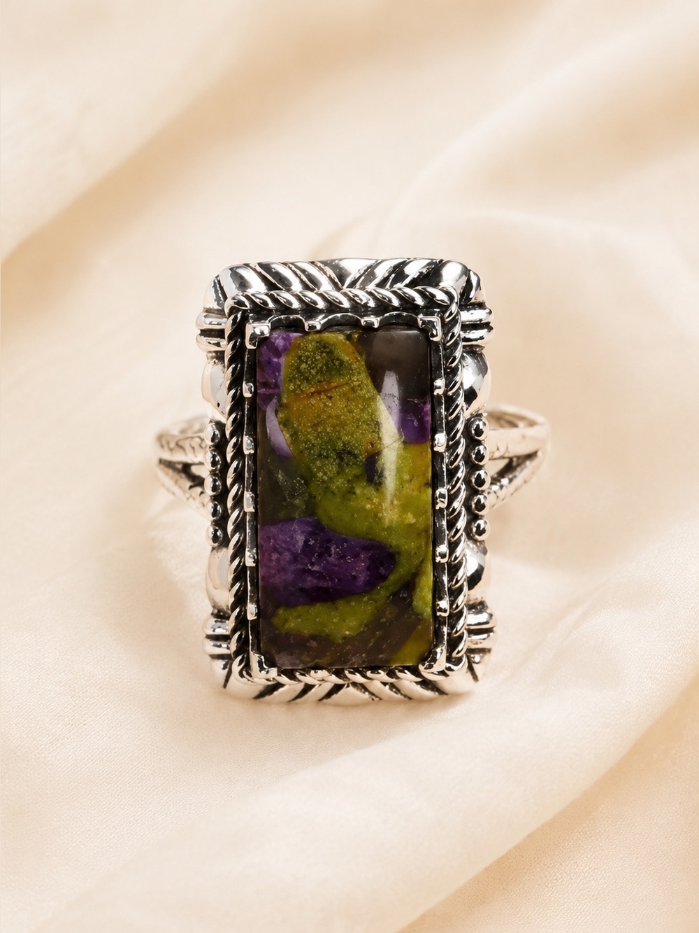 Genuine Tasmanian Stichtite Sterling Silver Artisan Ring 5.70 ctw